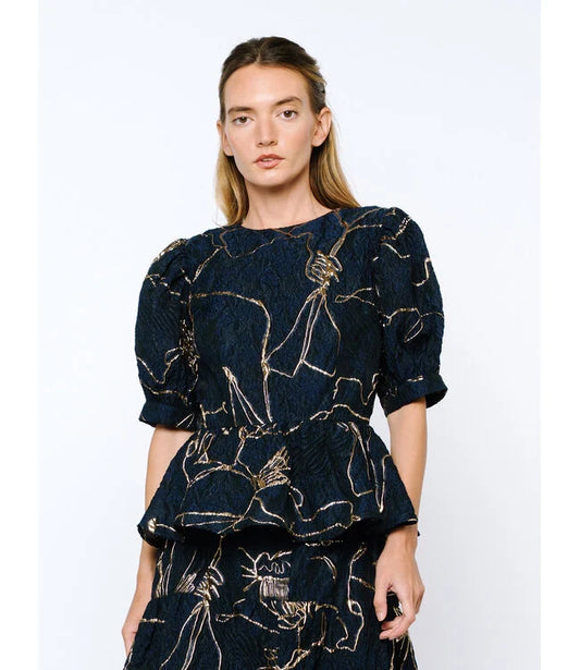 Ciebon Tonje Jacquard Peplum Top