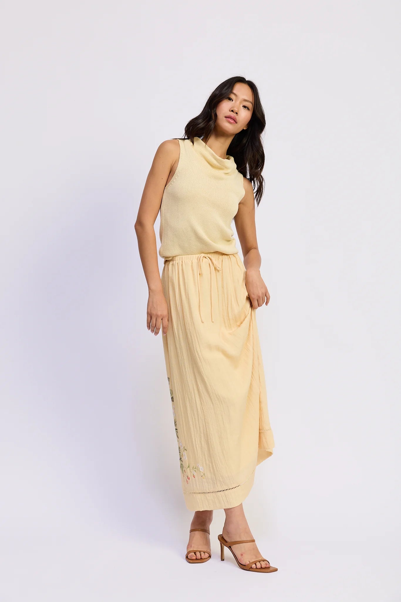 En Saison Elspeth Cowl Neck Halter Neckline Sweater Top