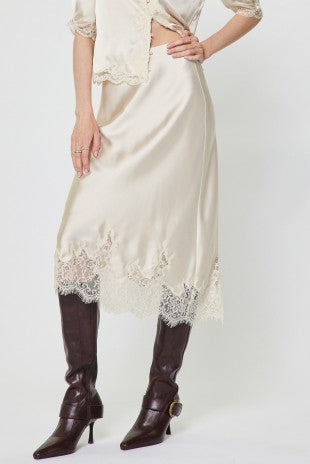 Current Air Dale Lace Hem Midi Skirt