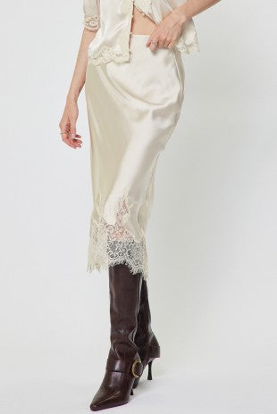 Current Air Dale Lace Hem Midi Skirt