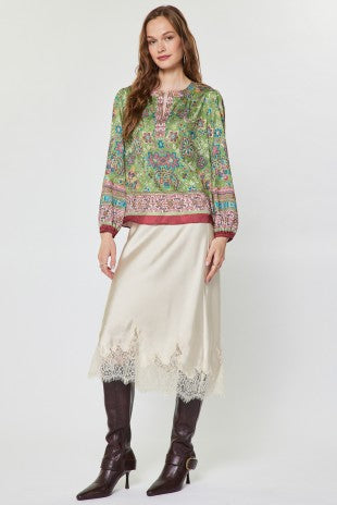Current Air Dale Lace Hem Midi Skirt