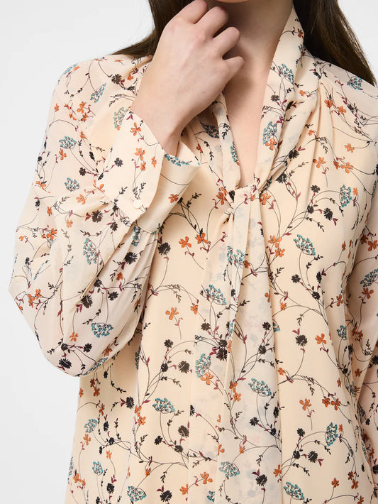 French Connection Leithia Chiffon Tie Neck Top