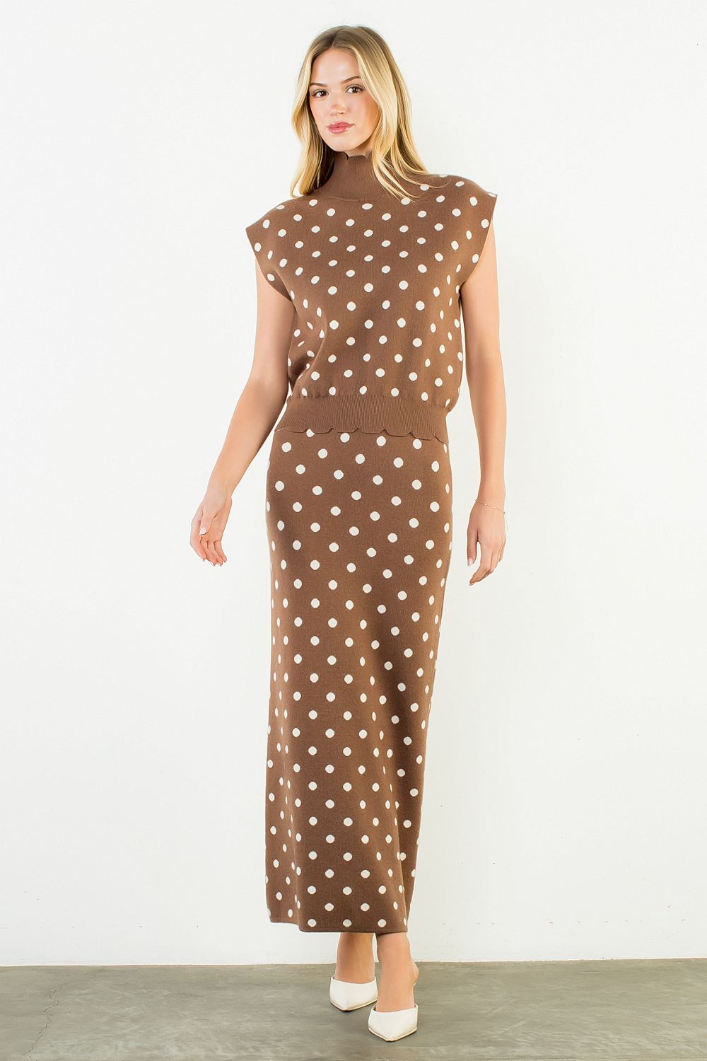 THML Solane Polka Dot Knit Top