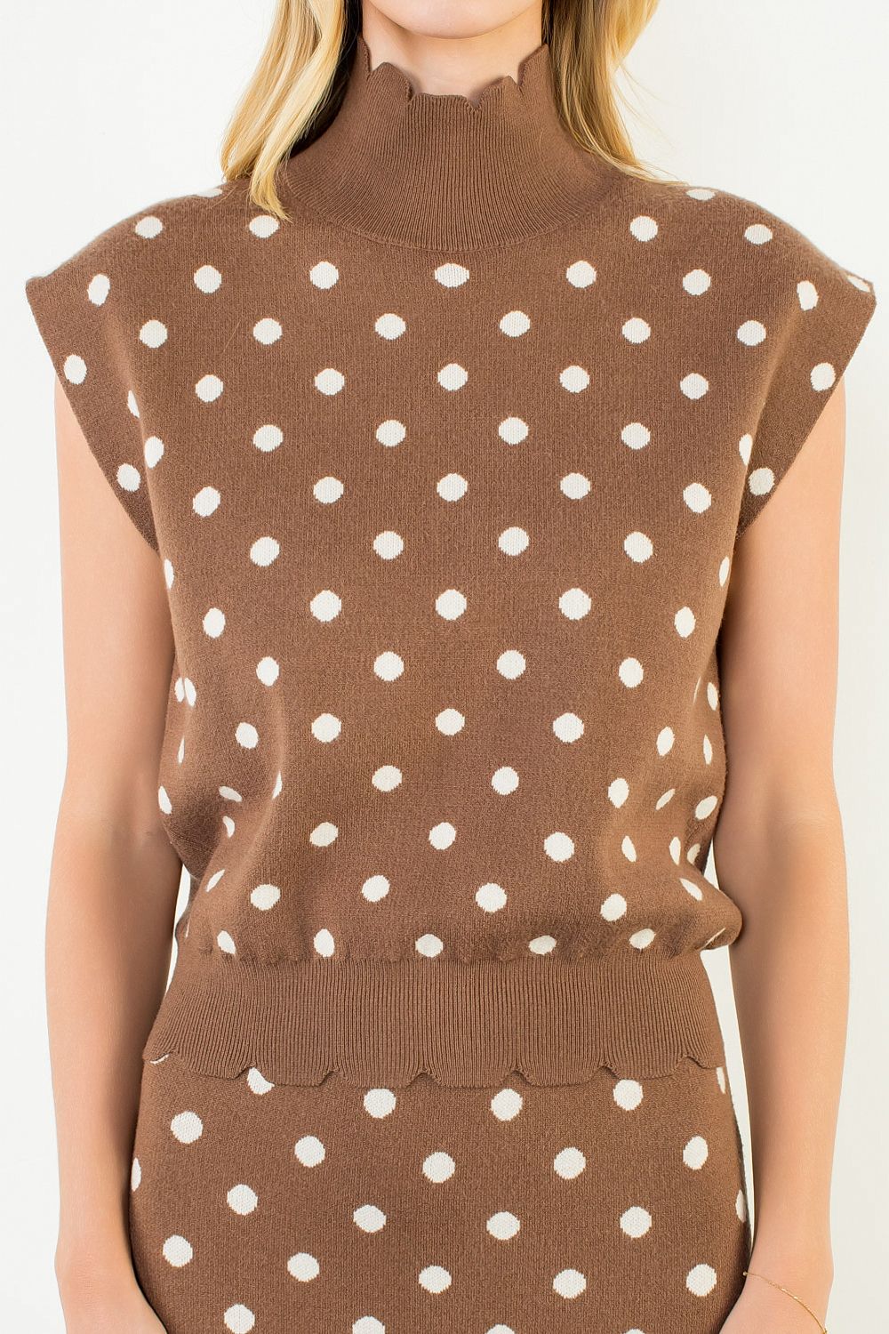 THML Solane Polka Dot Knit Top